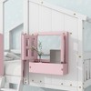 Kumasinova Twin-Over-Twin House Bunk Bed with Roof, Window, Window Box & Door, Low-Height Toddler Bed, Wood Loft Bed Frame with Guardrails, Ladder - 3 of 4