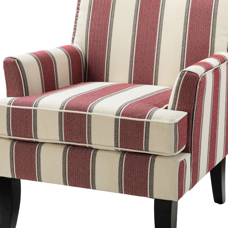Set of 2 Sara Upholstered Accent Arm Chair with Nail Head Trim | Karat Home-Stripe Red, 5 of 10