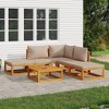 vidaXL - Patio Furniture Set - Sectional Sofa Set 6 Piece - Outdoor Lounge - Solid Acacia Wood - Taupe Cushions - Ideal for Patio/Garden/Living Area - 2 of 4
