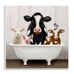 Stupell Industries Country Animals Farmhouse Claw Bathtub, 12" x 12" - 1 of 4