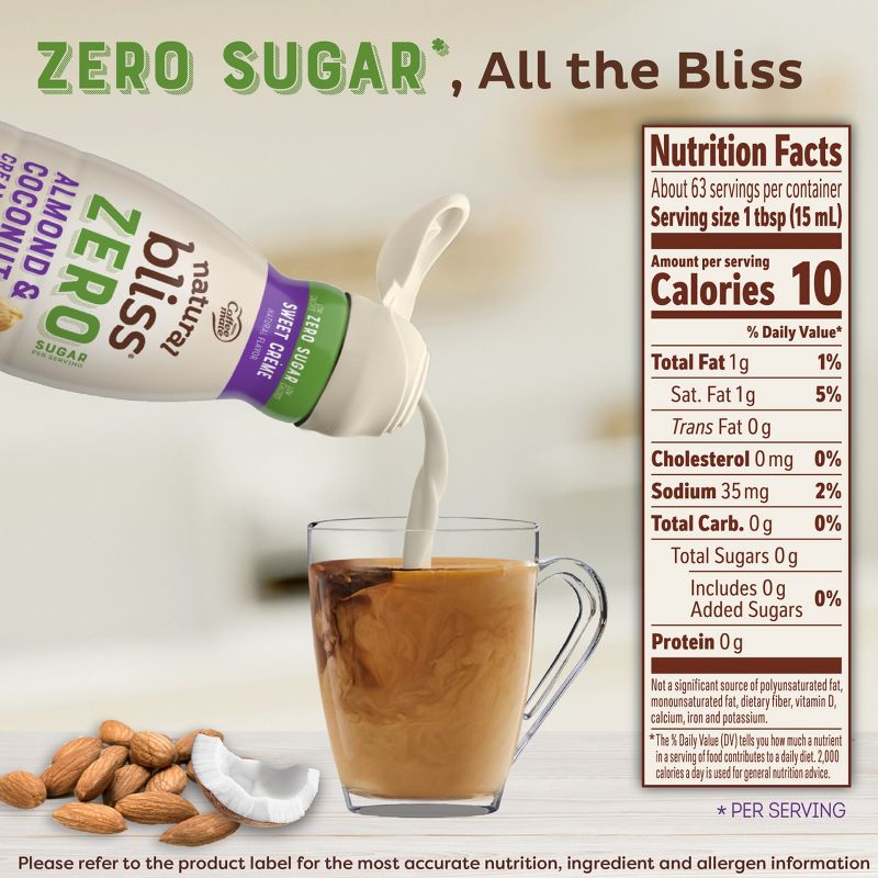 Coffee mate Natural Bliss Zero Sugar Almond &#38; Coconut Milk Sweet Creme Coffee Creamer - 32oz, 3 of 11