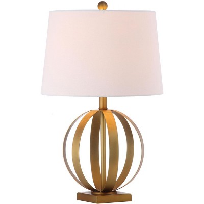 Euginia Sphere Gold-Finished Metal Table Lamp Set with White Cotton Shade