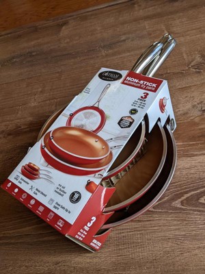 Gotham Steel 3 Pack Nonstick Red Fry Pan Set - 8'' 10'' And 12'' : Target