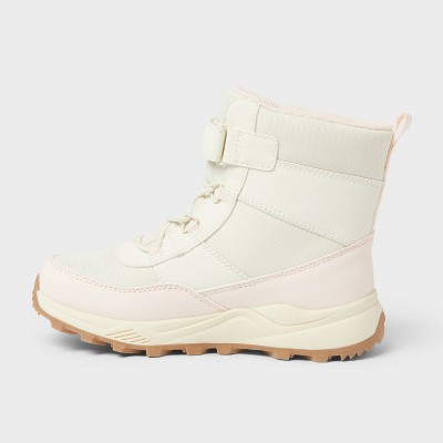 Cat & Jack Kids Faux Fur Hook-And-Loop Ankle Hiker Winter Boots Waterproof