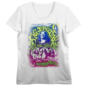 Big Brother & Holding Company Groovy Poster Art Women's White Short Sleeve Crew Neck Tee