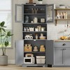 Tall Storage Cabinet with Glass Doors, 67" Freestanding Pantry Cabinet with Adjustable Shelves for Kitchen and Living Room - 2 of 4