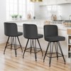 Bekrvio 26" Swivel Counter Height Bar Stools Set of 1/2/3/4, Faux Leather or Velvet Upholstered with V-Shaped Metal Base for Kitchen Island - 2 of 4