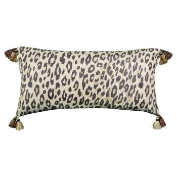 14"x26" Oversized Faux Suede Animal Print Reversible Lumbar Throw Pillow Brown - Edie@Home