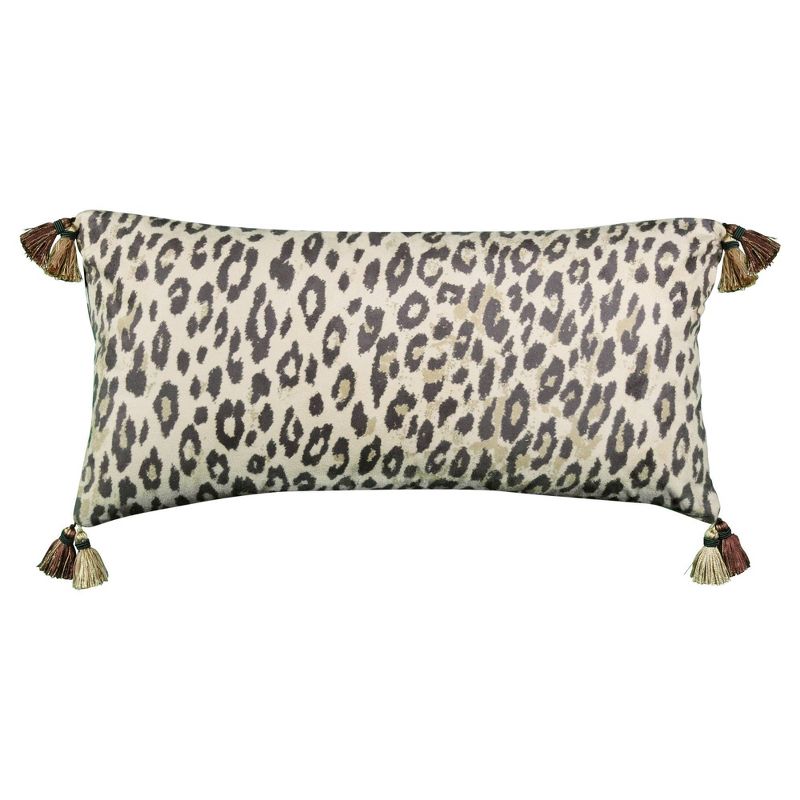 14&#34;x26&#34; Oversized Faux Suede Animal Print Reversible Lumbar Throw Pillow Brown - Edie@Home, 1 of 9
