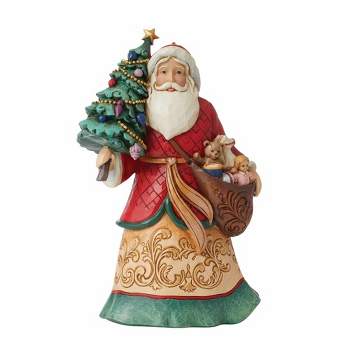 Jim Shore 8.0 Inch Sharing Merriment And Cheer Santa Tree Toy Bag Santa Figurines