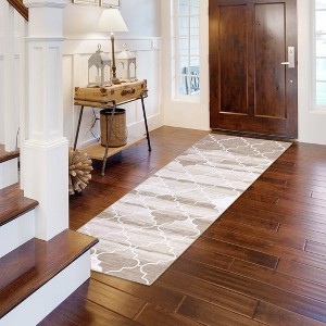 Area Rug Washable Non Slip Backing Boho Trellis Rug Low Pile Distressed Floor Carpet Retro Accent Rug for Living Room Bedroom - 1 of 4