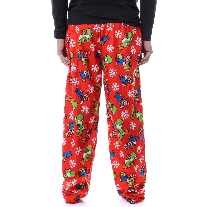 Mens' Super Mario Yoshi Christmas Present Tossed Print Sleep Pajama Pants, 3 of 5