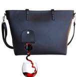 PortoVino Wine Purse Italian Leather Bag that Hold and Pour 2 bottles of Wine, Black