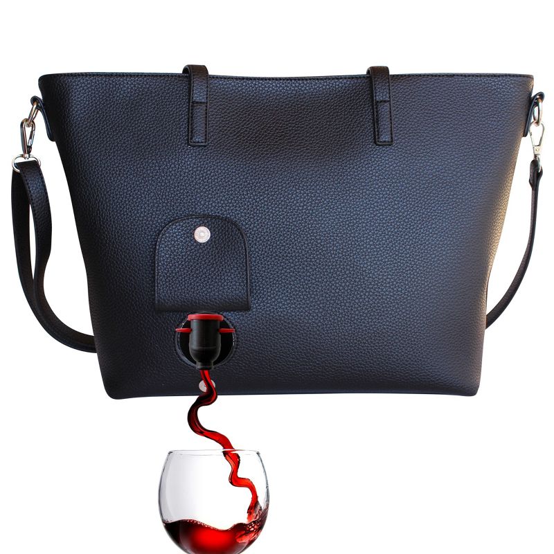 PortoVino Wine Purse Italian Leather Bag that Hold and Pour 2 bottles of Wine, 1 of 4