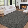 Modern Braided Print Rug, Washable Non-Slip Carpet, Low Pile Stain-Resistant Indoor Rug for Living Room, Linen - 3 of 4