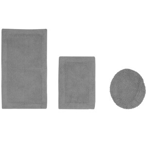 Edge Bath Rug 100% Premium Cotton Ultra-Soft Water Absorbent Tufted Solid Reversible 3 Piece Bathroom Rug Set for Machine Washable Bathmat - 1 of 4