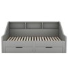 Twin to King Size Daybed with USB Ports, Storage Bookcases and Two Drawers, White/Gray-ModernLuxe - 4 of 4