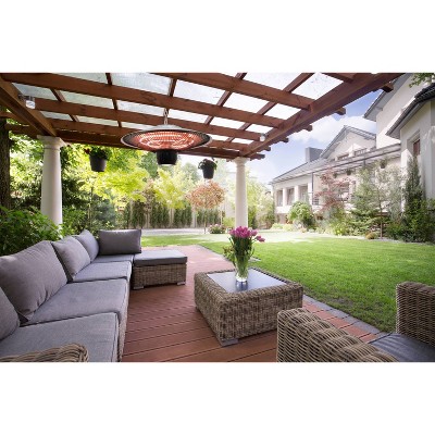 Silver Infrared Electric Hanging Outdoor Heater with Remote