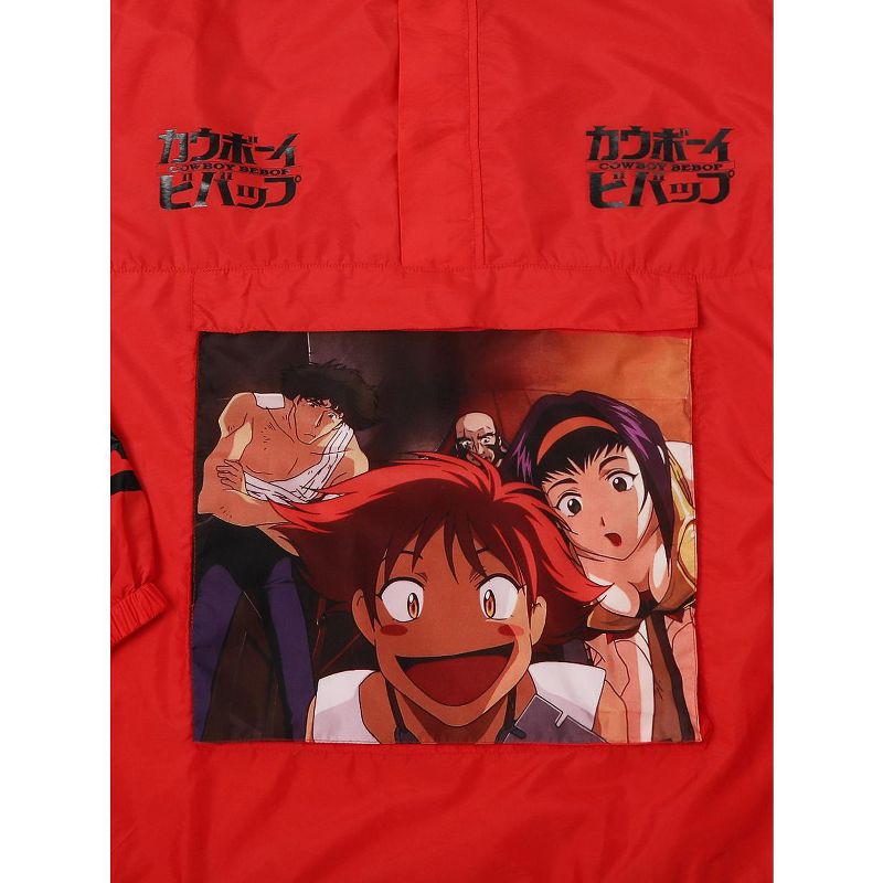 Cowboy Bebop Disheveled Characters Long Sleeve Red Hooded Anorak-XXL, 2 of 6