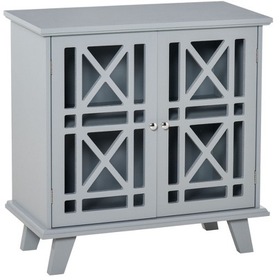 31" MDF Sideboard Buffet Cabinet with Double Fretwork Doors and Metal Handles for Living Room, Kitchen or Hallway