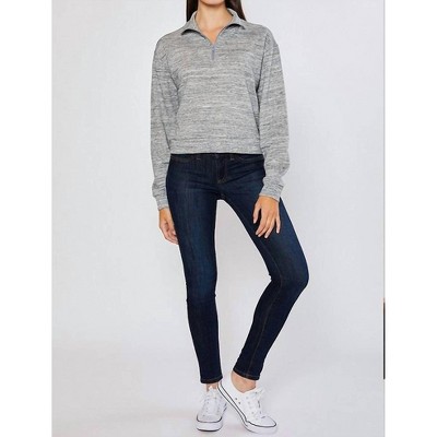 Women's TERRY BLOCKED CROP HALF ZIP SWEATSHIRT - Reflex