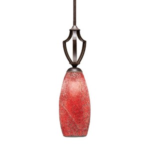 Toltec Lighting Zilo 1 - Light Pendant in  Dark Granite with 5.5" Red Fusion Shade - 1 of 1