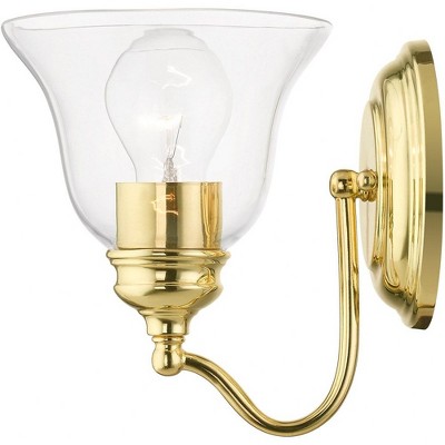 Moreland Polished Brass Clear Glass Vanity Sconce