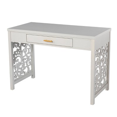 Lausk Desk with Storage Light Gray - Aiden Lane