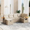 vidaXL 6 Piece Patio Sofa Set with Cushions Beige Poly Rattan - Beige without storage 6 Piece - 2 of 4