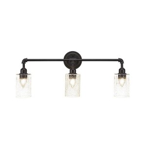 Toltec Lighting Vintage 3 - Light Vanity in  Dark Granite with 4" Clear Bubble Shade - 1 of 1
