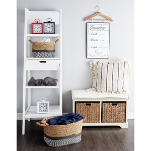 Traditional Wood Storage Basket Bench White - Olivia & May - 1 of 4