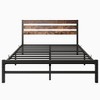 ALEXOUN Metal Bed Frame with Rustic Vintage Wood Headboard, Strong Metal Slats Support Mattress Foundation, No Box Spring Needed Rustic - 4 of 4
