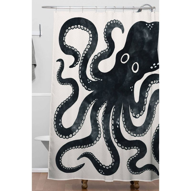 Avenie Minoan Octopus Shower Curtain Black - Deny Designs, 3 of 5