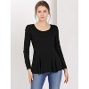 INSPIRE CHIC Women's Long Sleeve Scoop Neck Casual Peplum Shirt - 3 of 4