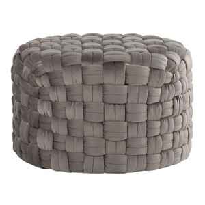 Sapphtopaz Modern Braided Ottoman with Velvet Upholstered Versatile Pouf Small Foot Stool Foam Shoe Bench for Living Room, Entryway - 1 of 4