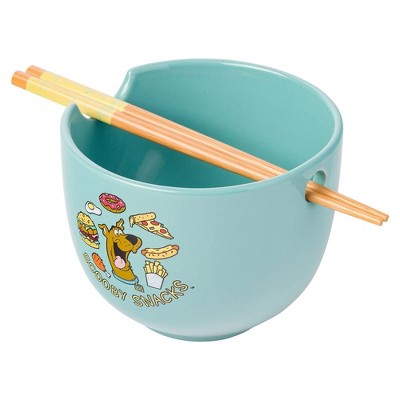 Silver Buffalo Scooby-Doo Food Pattern 20oz Ceramic Ramen Bowl w/ Chopsticks