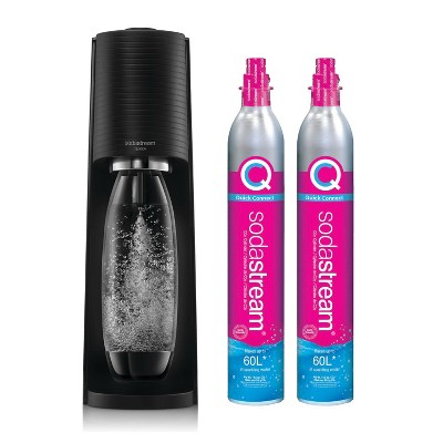 SodaStream Terra Sparkling Water Maker with Extra CO2 Cylinder and Carbonating Bottle Black