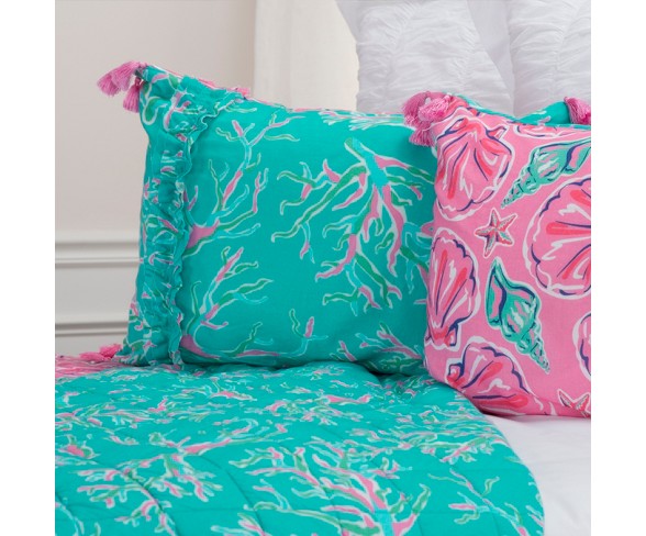 Sea Shell & Coral Aqua/Pink Quilt Set - Simply Southern