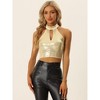 INSPIRE CHIC Women's Halter Neck Cutout Shiny Party Sequin Crop Top - 4 of 4