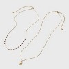 14K Gold Dipped Beaded Initial Necklace Set 2pc - A New Day™ Gold/Marron - 2 of 4