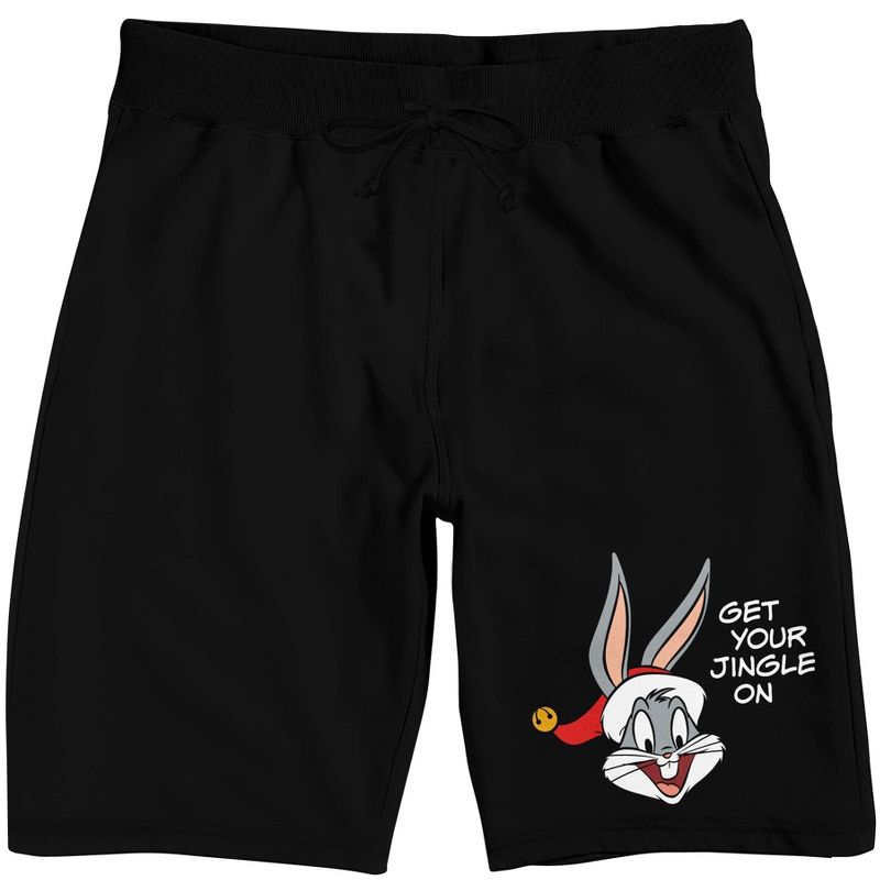 Looney Tunes Get Your Jingle On Men's Black Sleep Pajama Shorts, 1 of 4