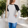 Anna-Kaci Women's Waffle Knit Top with Raglan Color Block Sleeves and Crew Neck - 2 of 4
