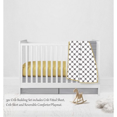 Bacati - Dots Stripes Gray Yellow 3 pc Crib Bedding Set