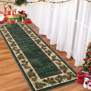 Washable Area Rug Plaid Rug Xmas Decor Grid Non Slip Living Room Rug Soft Accent Rug for Bedroom Low Pile Stain Resistant Carpet for Nursery Office - 1 of 4