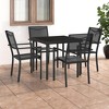 vidaXL 3-Piece Patio Dining Set with Powder-Coated Steel Frame, Textilene-Upholstered Chairs, Square Tempered Glass Table - Black/Anthracite - 2 of 4