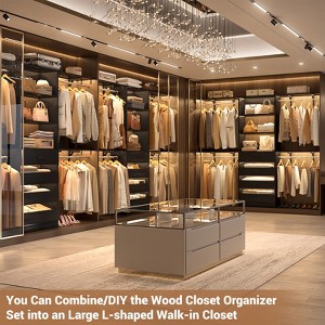 Aheaplus 4-9 FT Walk-In Closet Organizer with 8 Hanging Rods, Wardrobe Closet System with Shelves - 1 of 4