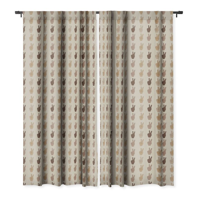 Iveta Abolina Peace Hands Tan 64" x 50" Single Panel Room Darkening Window Curtain - Deny Designs, 3 of 5