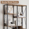 31.49 inches Width Split Level Vintage Storage Bookcase Tall Standing Metal Frame Open Display Racks - 4 of 4