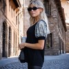 Amaryllis Women's Short-Sleeve V-Neck Top Sequin Puff Sleeves Elegant Stylish - 4 of 4