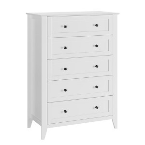 Wood Dresser for Bedroom, Chest of Drawers with 5 Drawer & Metal Handle, Closet Store Organizer - 1 of 4